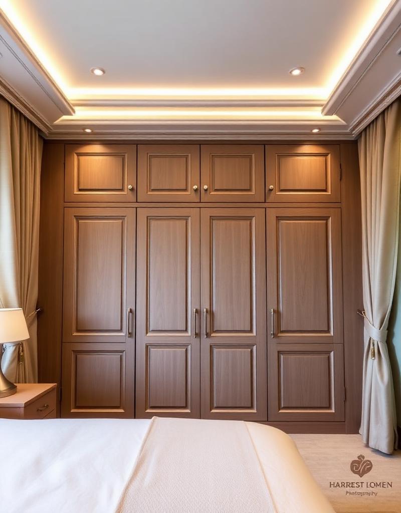 Luxurious bedroom with custom wardrobe