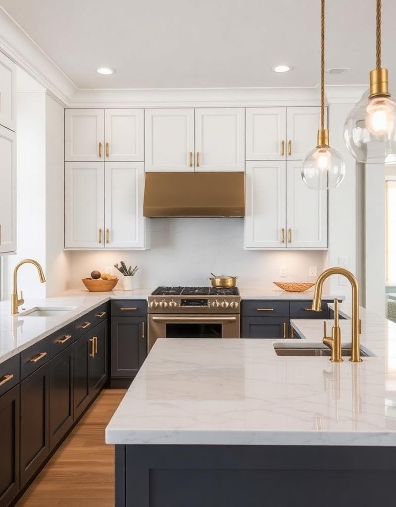 Luxury kitchen with marble countertops